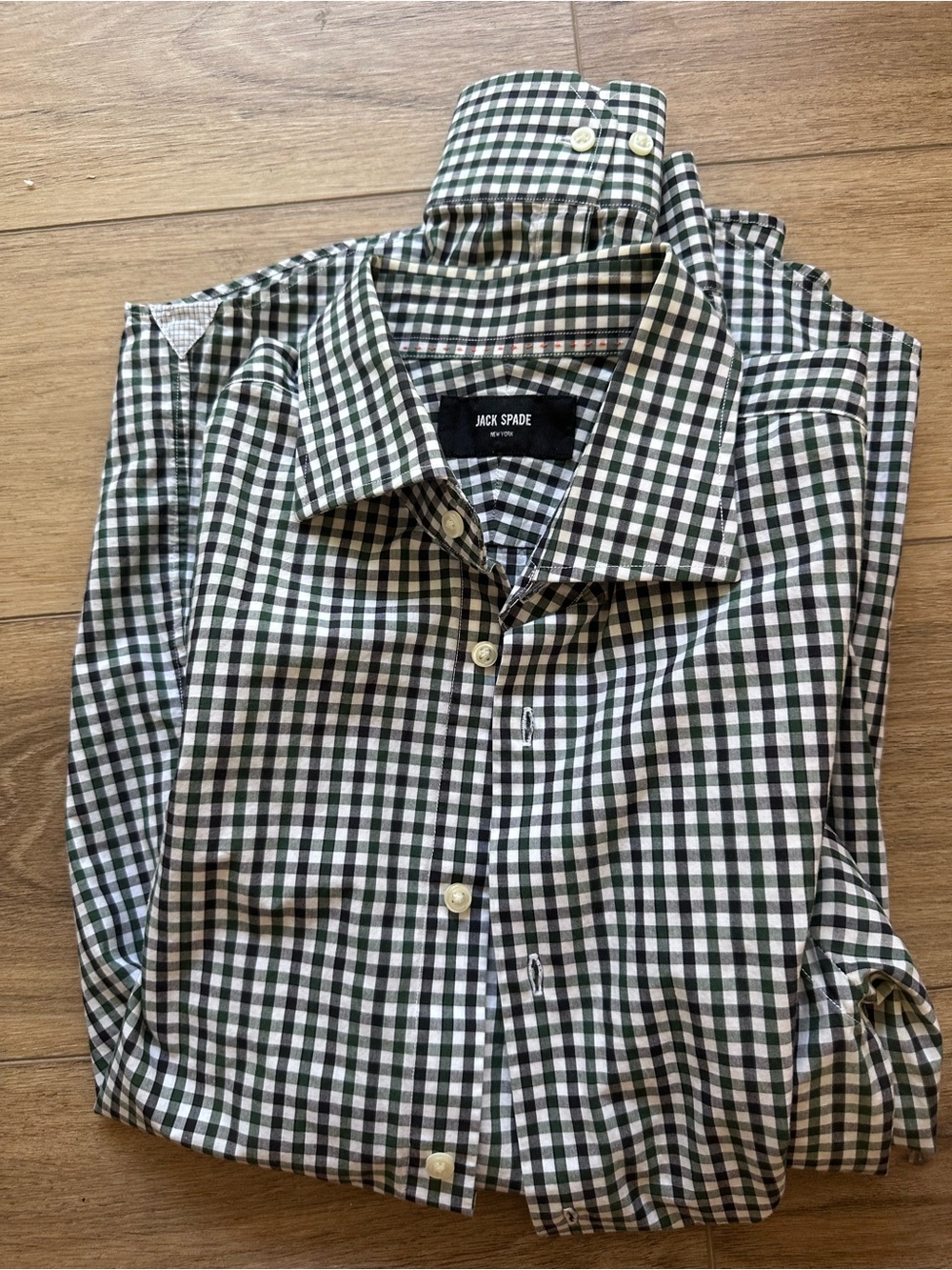 Jack Spade Green and White Gingham Button-Down Shirt